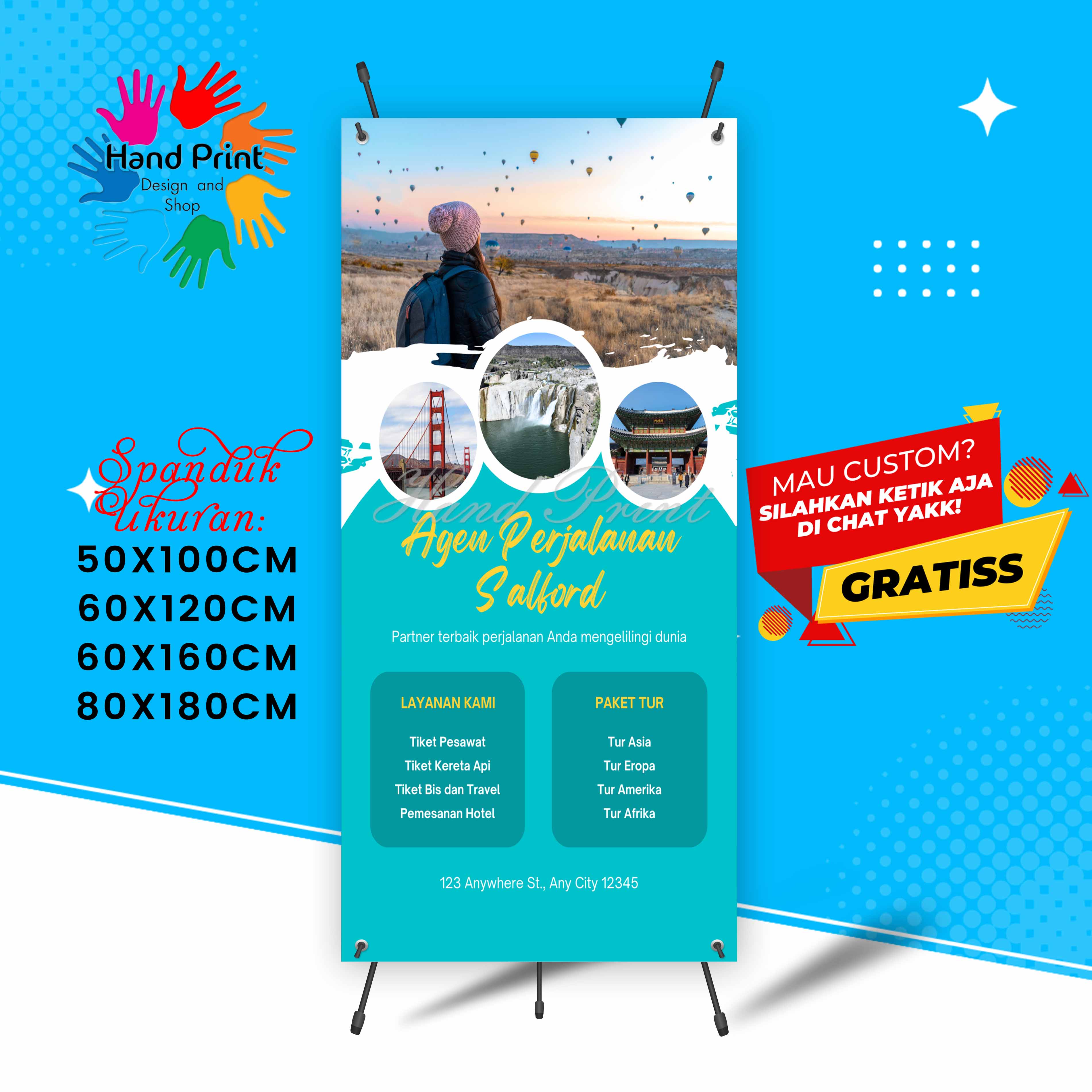 Cetak Spanduk Banner Liburan Wisata Travel Jalan - jalan A MMT Spanduk ...