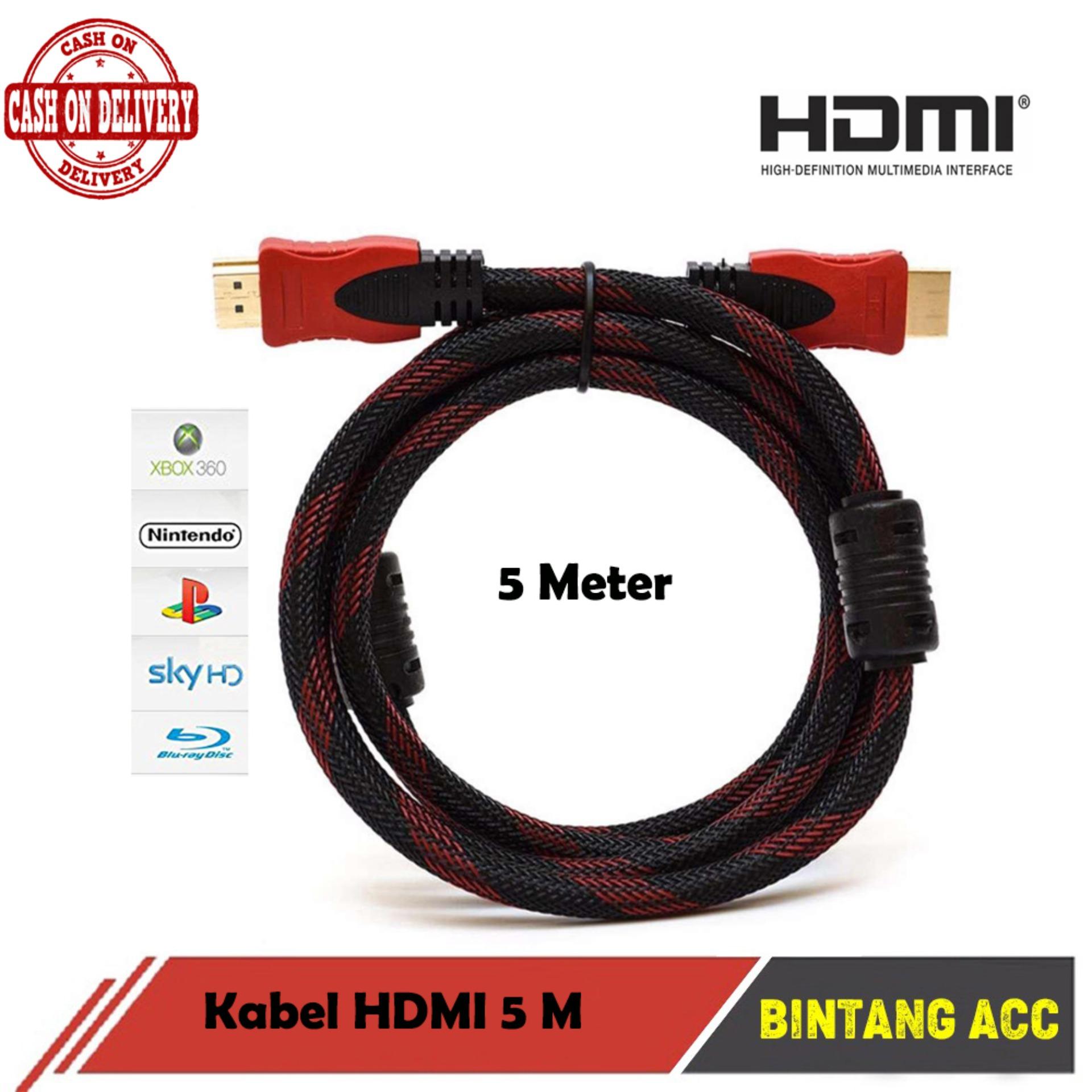 Bintang Acc - Kabel HDMI 5 Meter to HDMI Support 4K 3D Gold Plate Untuk TV Proyektor PC Laptop Panjang