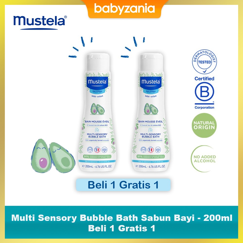 Mustela Multi Sensory Bubble Bath Sabun Bayi 200 Ml Beli 1 Gratis 1