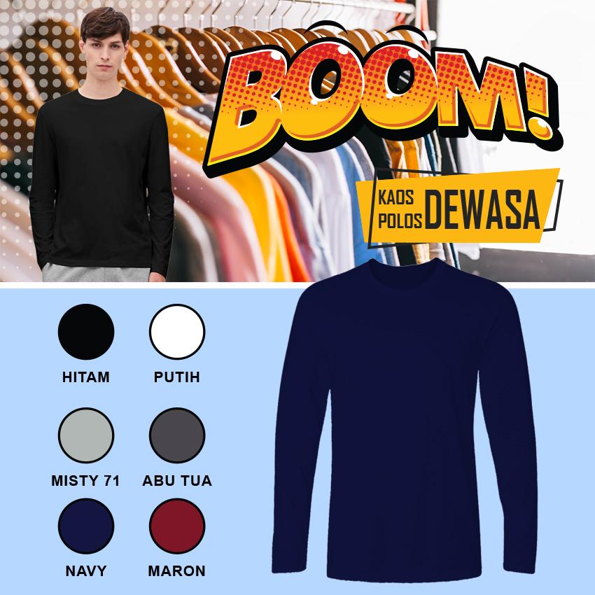 KaosBoom-Kaos Polos Pria Termurah Terbaru Lengan Panjang cotton 30s