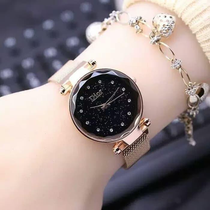 JAM TANGAN WANITA MURAH DI0R-RANTAI MAGNET CRYSTAL KRISTAL PREMIUM TERLARIS (BISA COD ATAU BAYAR DI TEMPAT )