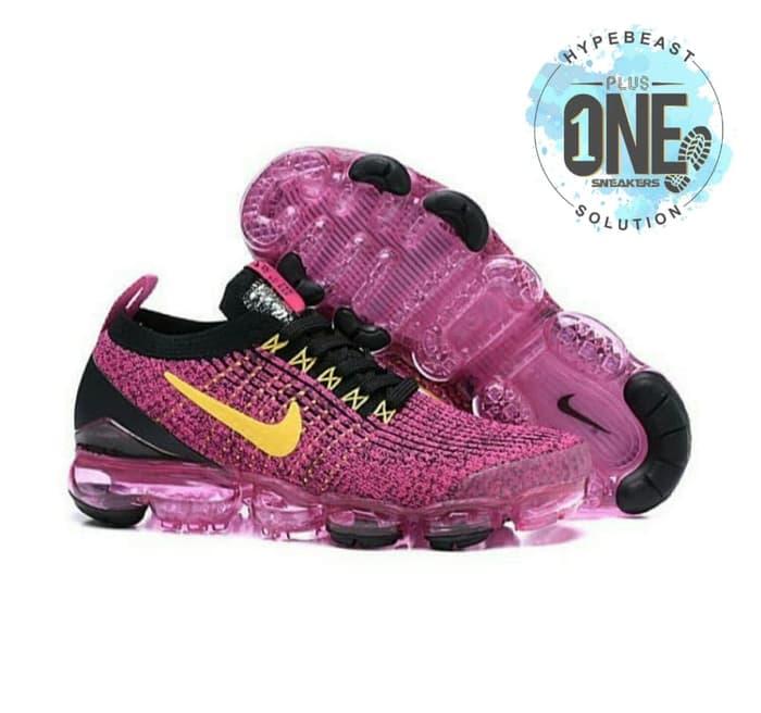 NIKE_ AIR VAPORMAX FLYKNIT 3.0 Pink Purple Black UNAUTHORIZED Original BNIB Sepatu Sneakers Sepatu Wanita Sepatu Jogging Sepatu Running Sepatu Olahraga Sepatu Keren Sepatu Pink