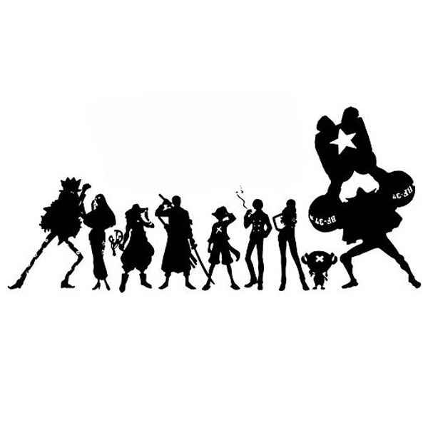 Stiker Mobil Siluet One Piece Luffy Tulisan Body Kaca Decal Silhouette