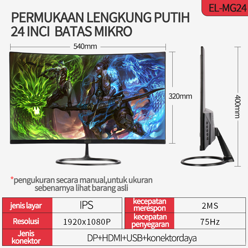 Terbaru 24 inci monitor gaming 144HZ / 75HZ / layar melengkung / HDMI