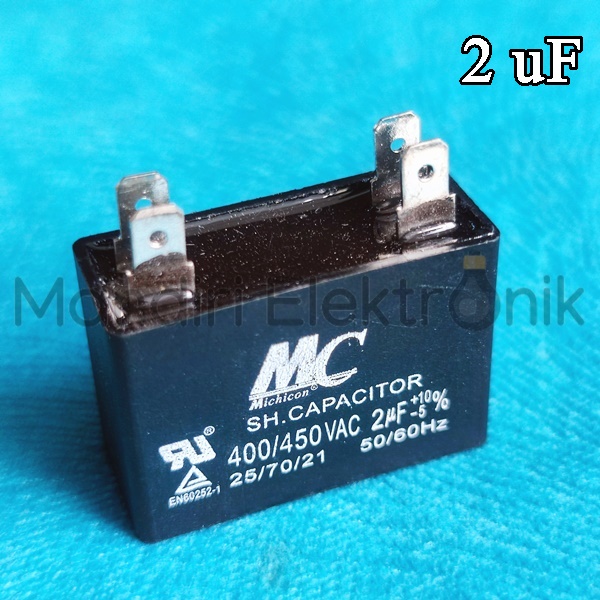 Kapasitor Fan AC 2 uf Kaki 4 MC Kapasitor 2 Mikro 4 Kaki merk MC