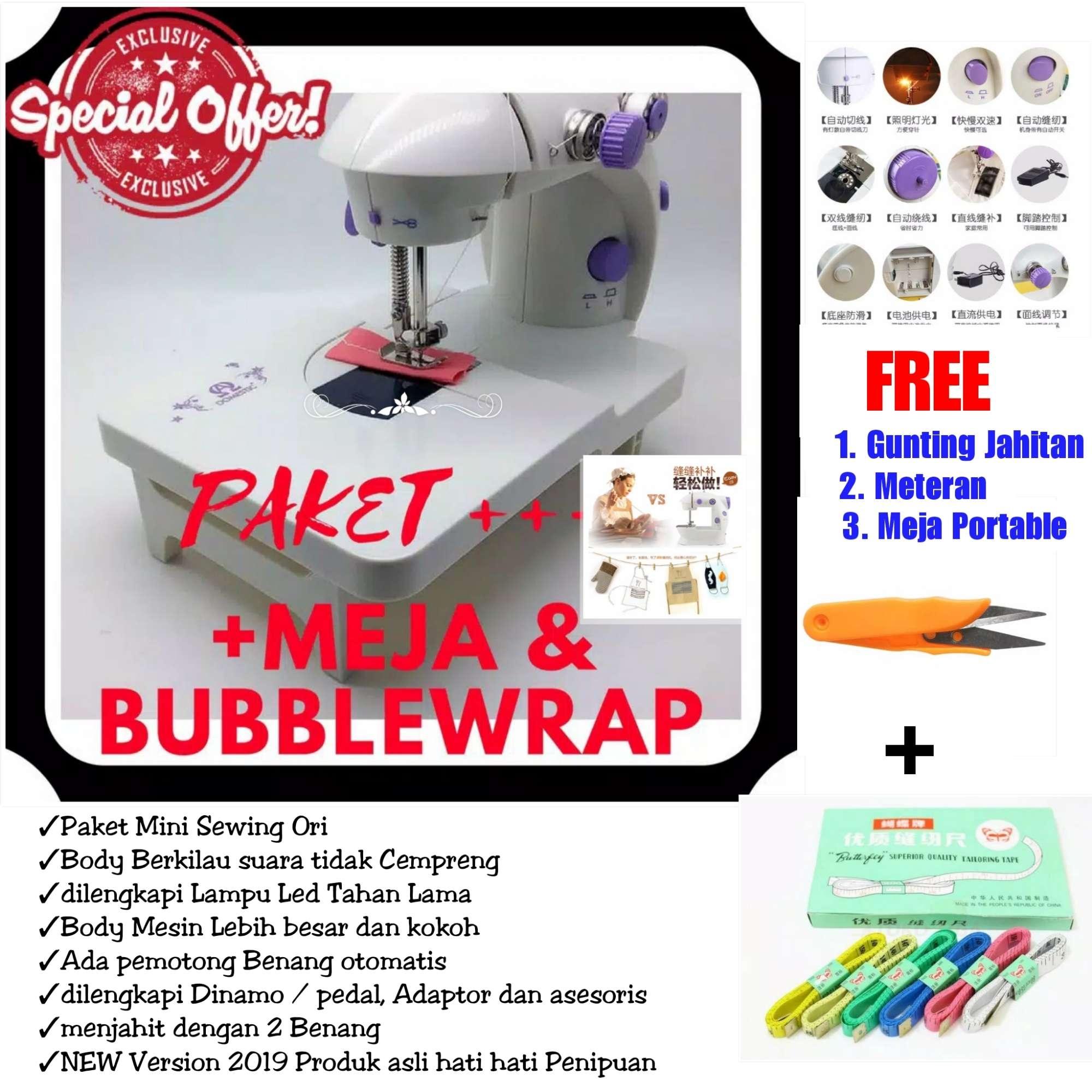 NEW SET PROMO PAKET HEMAT MESIN JAHIT MINI FREE MEJA GUNTING DAN METERAN