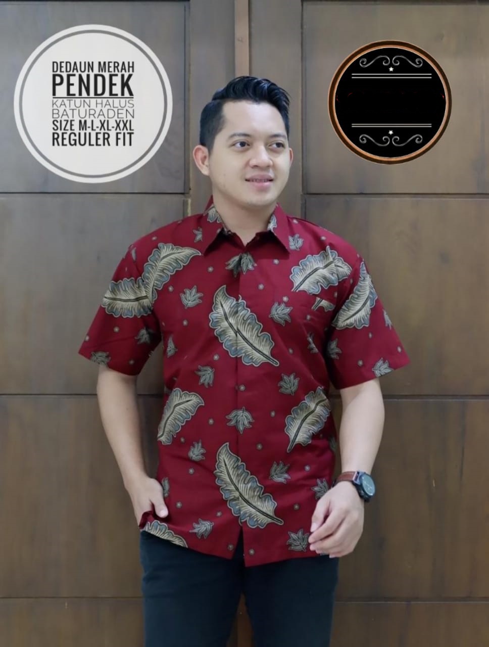 Kemeja Batik Motif DEDAUN MERAH Kemeja Batik Pria Lengan Pendek Baju ...