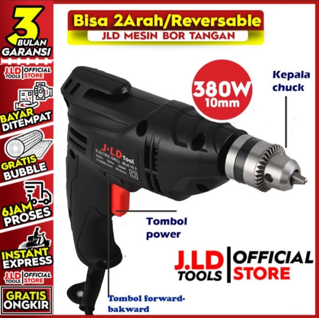Bor 10mm JLD 10-3 bolak balik variabel speed bor listrik terbaik dan