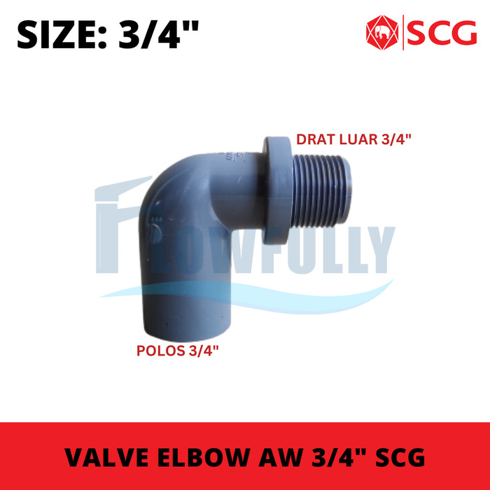 KNEE DRAT LUAR AW 3/4 INCH SCG VALVE ELBOW KENI KNIE KDL 0.75 DIM
