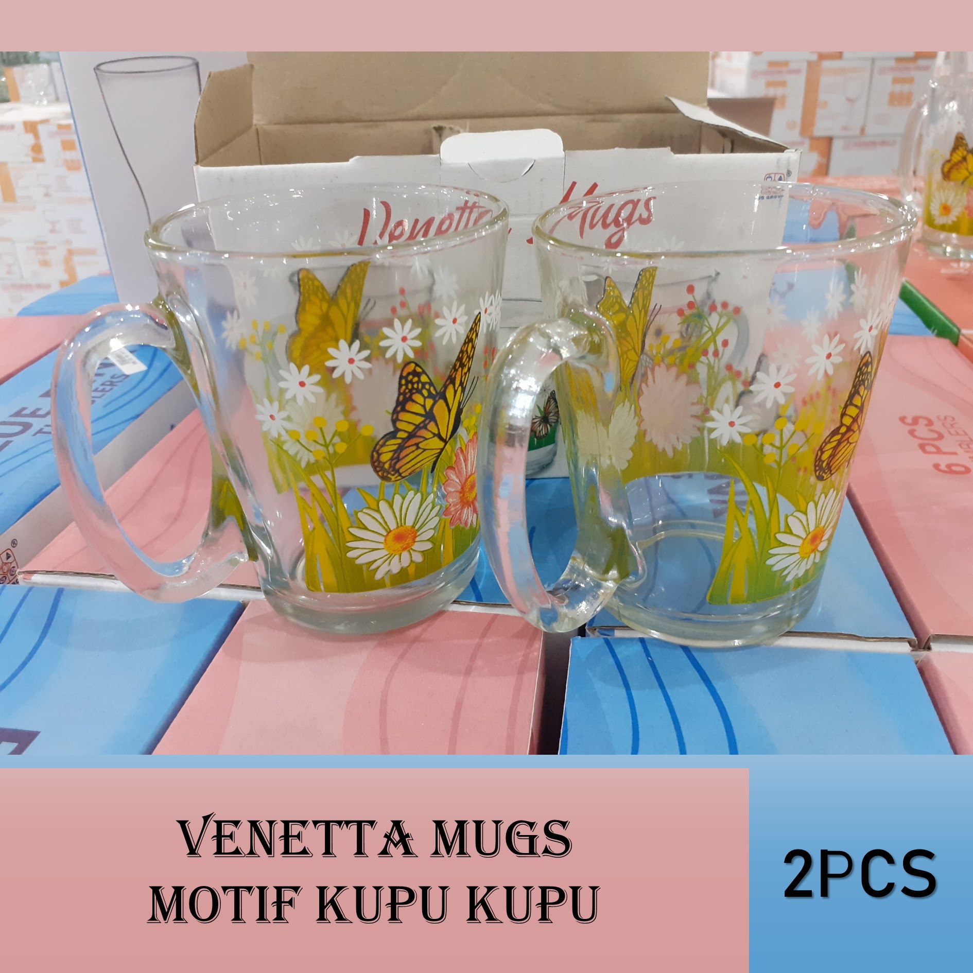Venetta Mugs 300ml 2pcs Gelas Kaca Motif Kupu Gelas Kaca Kedang Drink Set Gelas Set Cantik Gelas Kaca Lusinan Murah Gelas Kaca 1 Lusin Gelas Unik Cafe Gelas Gagang Beling Lazada Indonesia