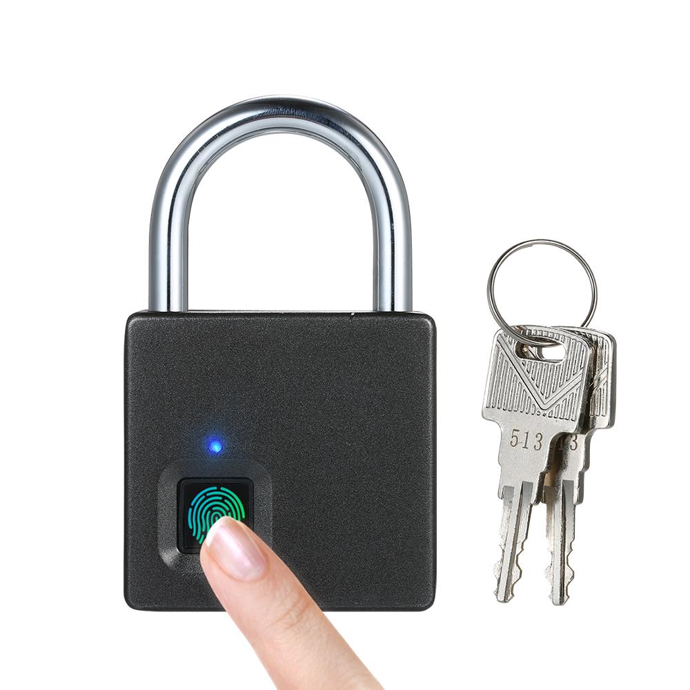 Thông Minh Vân Tay USB Sạc 10 Bộ Dấu Vân Tay IP65 Chống Thấm Nước Chống Trộm An Ninh Khóa Móc Gài Cửa Hành Lý Ốp Lưng Móc Khóa 2 Chìa Khóa