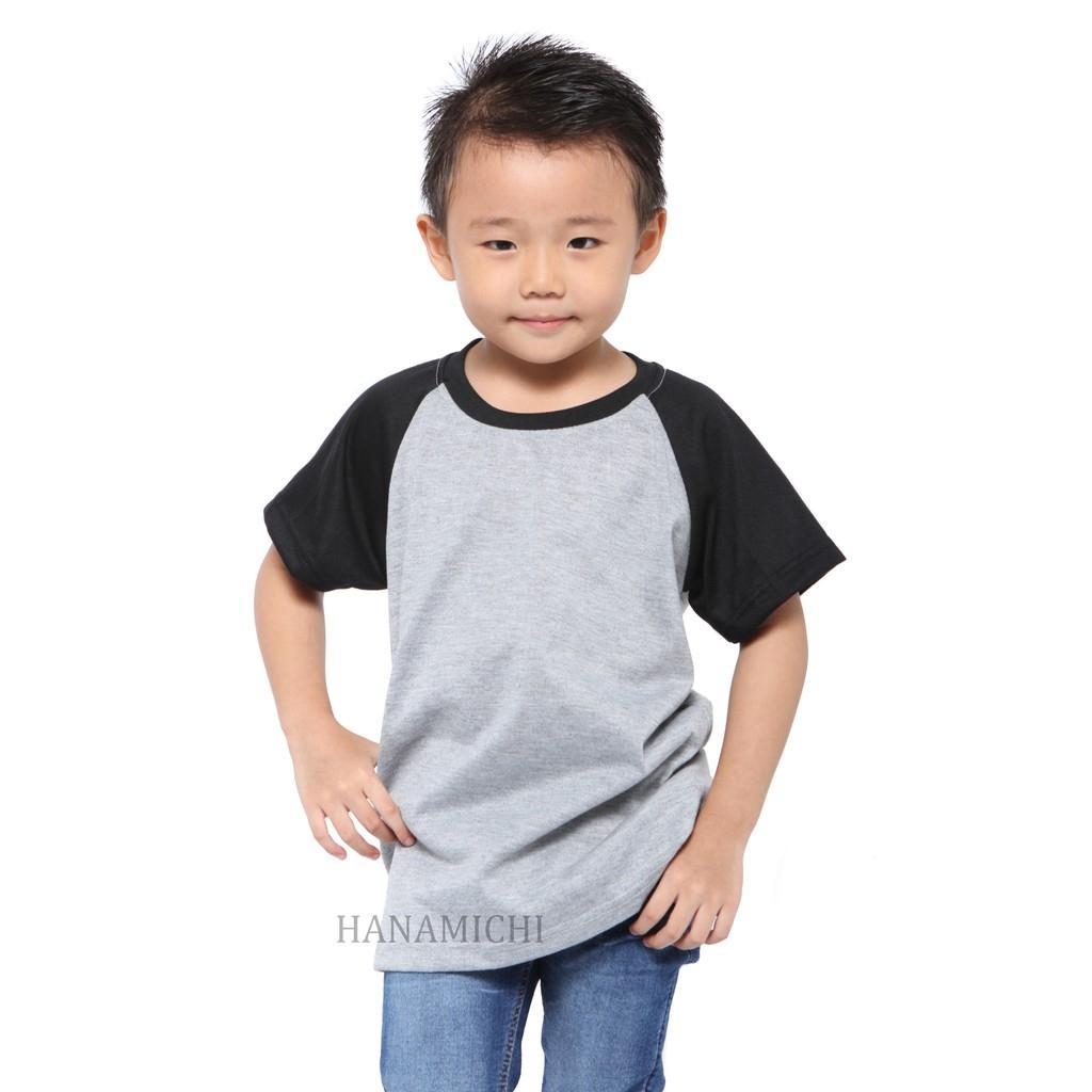 Kaos Raglan Anak Murah Lengan Pendek Body Abu (HK)