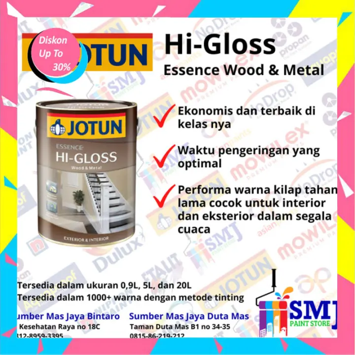 Cat Minyak Kayu Besi Jotun Essence Hi Gloss Warna Tinting 0 9l 1kg Custom Warna