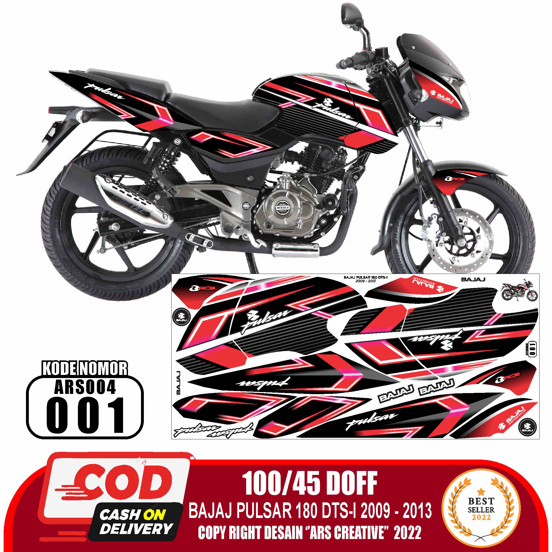 Sticker Striping Bajaj Pulsar 180 DTS-i Variasi Decal AAS004 Glossy/Doff  Semua Ready Bisa COD