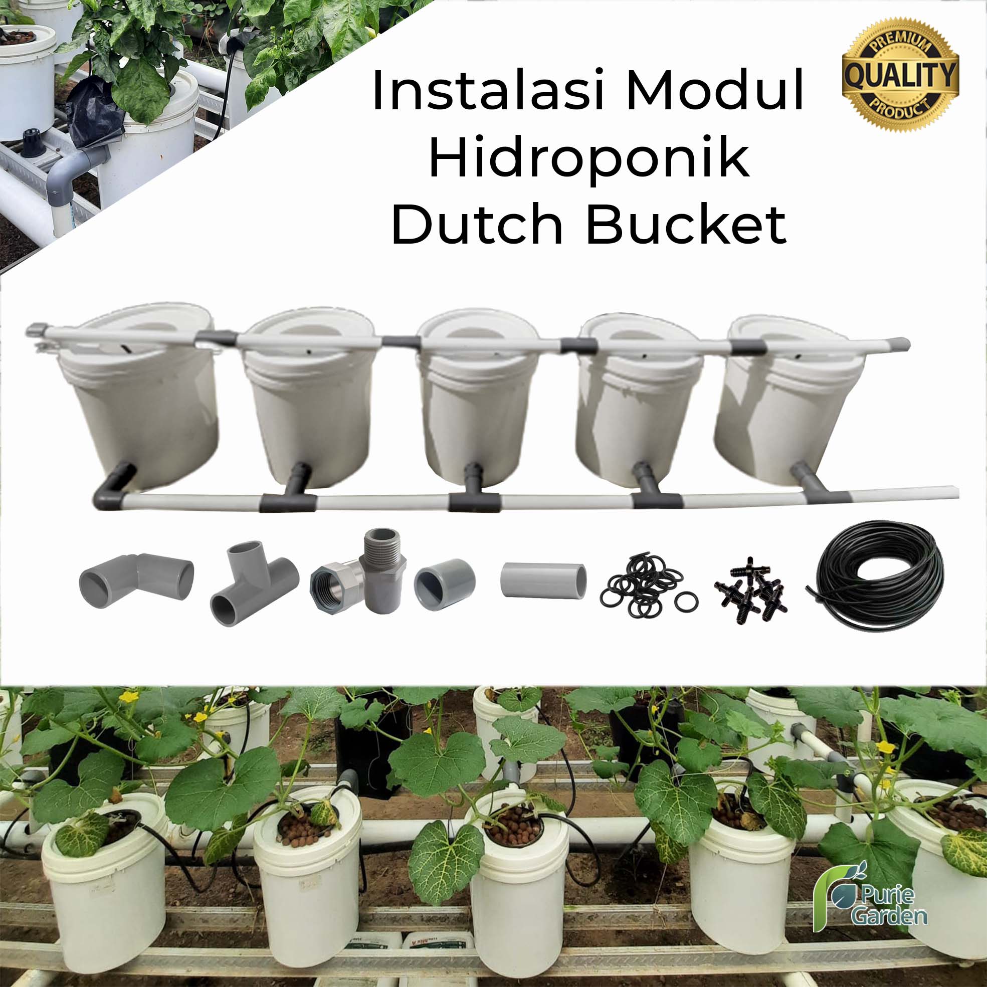 Paket Instalasi Modul Hidroponik Dutch Bucket Purie Garden 5 Bucket