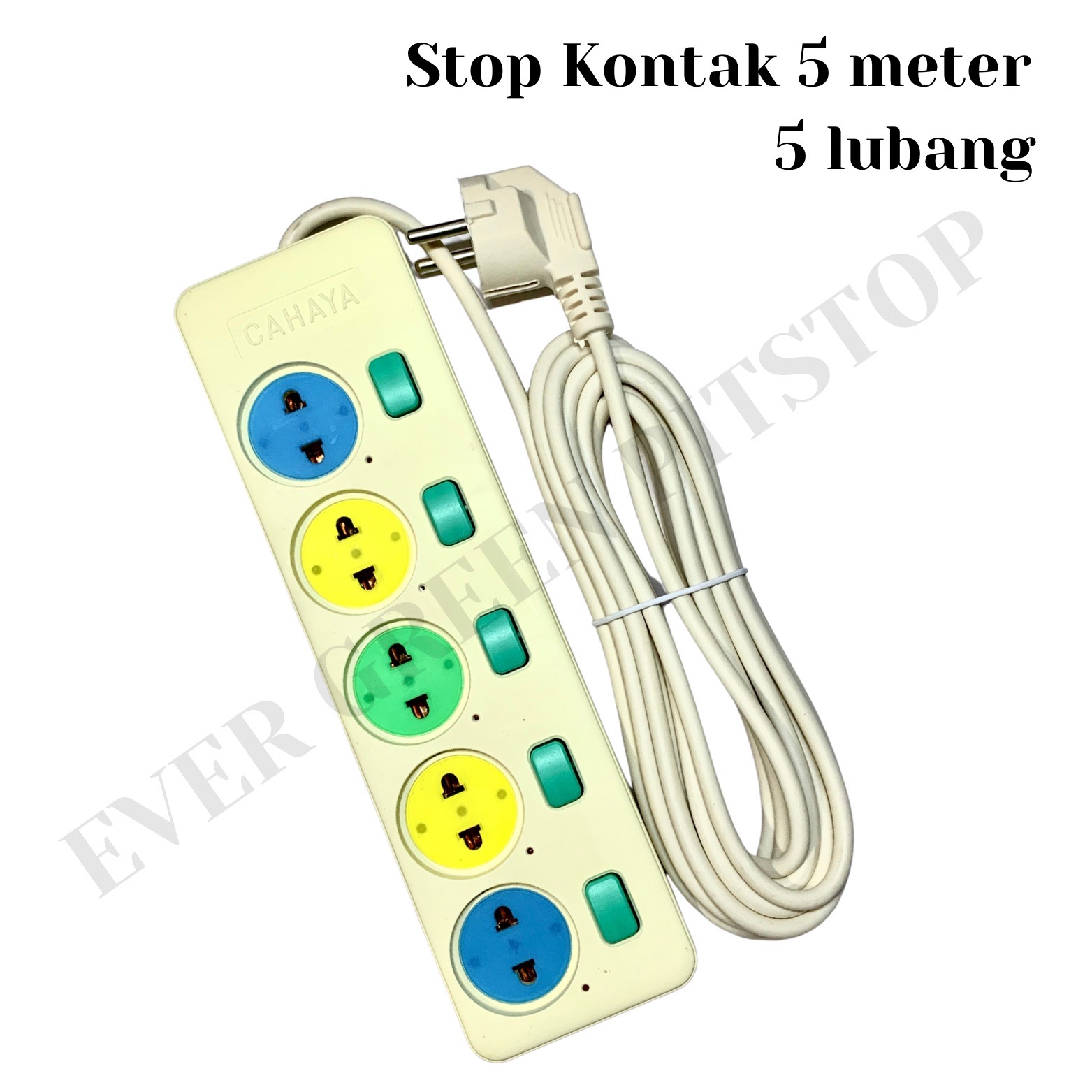 Stop Kontak 5 Lubang Dengan Saklar On Off Kabel 5 Meter Kawat Tembaga ...