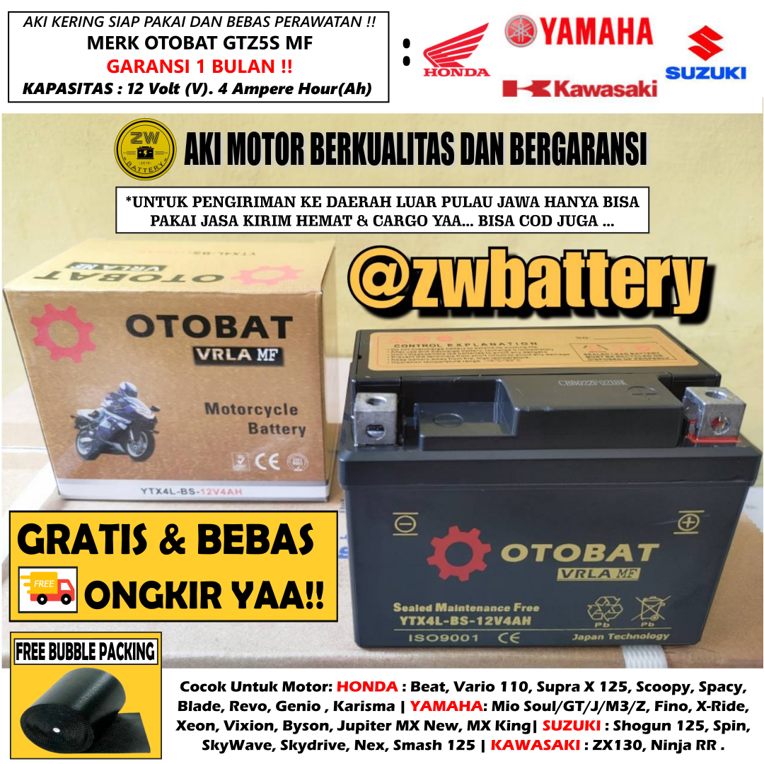 AKI MOTOR SCOOPY, SPACY, VERZA, CS1, KARISMA, BLADE GTZ5S OTOBAT MF