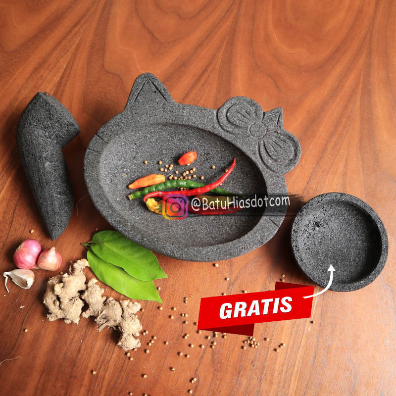 Premium 1 Set Cobek Dan Ulekan Batu Karakter Kartun Ukuran 20 Cm Lazada Indonesia