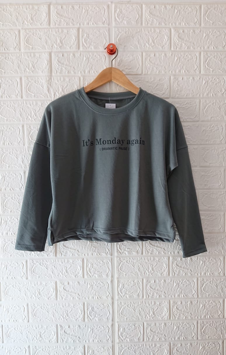 Kaos oblong kalong wanita Crop lengan 