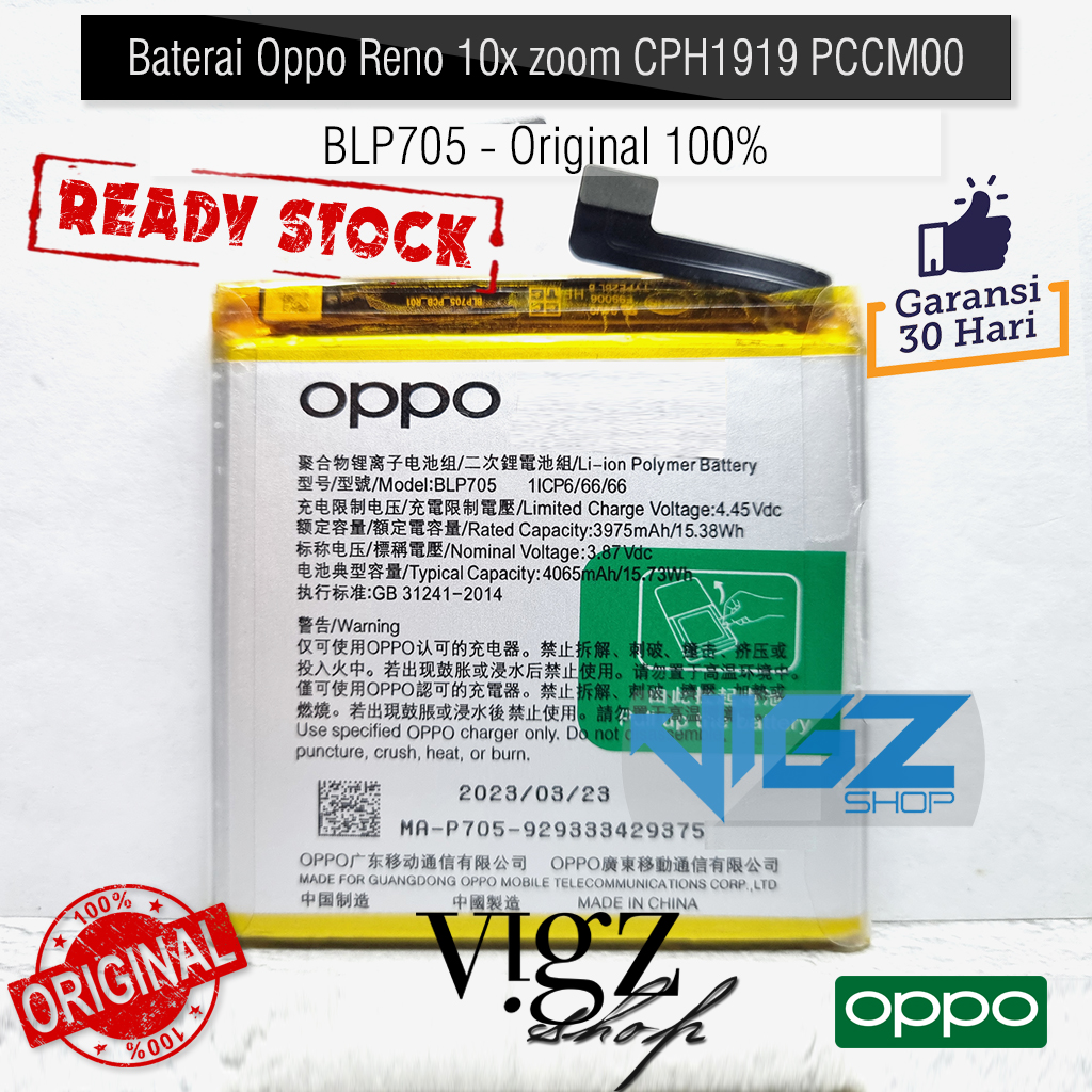 Baterai Oppo Reno 10x zoom CPH1919 PCCM00 BLP705 Original 100