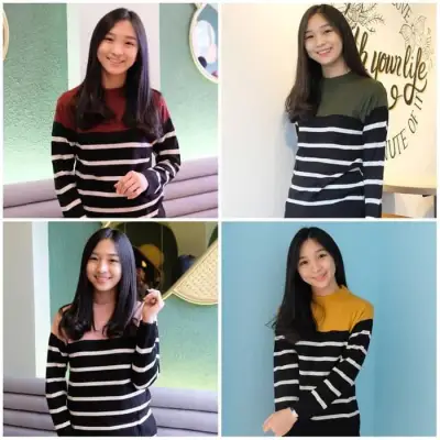 sweater rajut wanita POPPY KNIT / Poppy Nirina Sweater / Baju Rajut Wanita / Sweater Rajut Stripe / baju atasan wanita terbaru 2021 kekinian