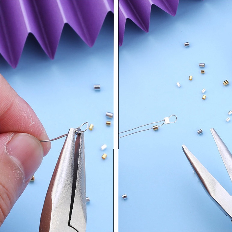 1.5 2.0mm 3 Colors Copper Tube Crimp End Beads Kit Spacer Beads for