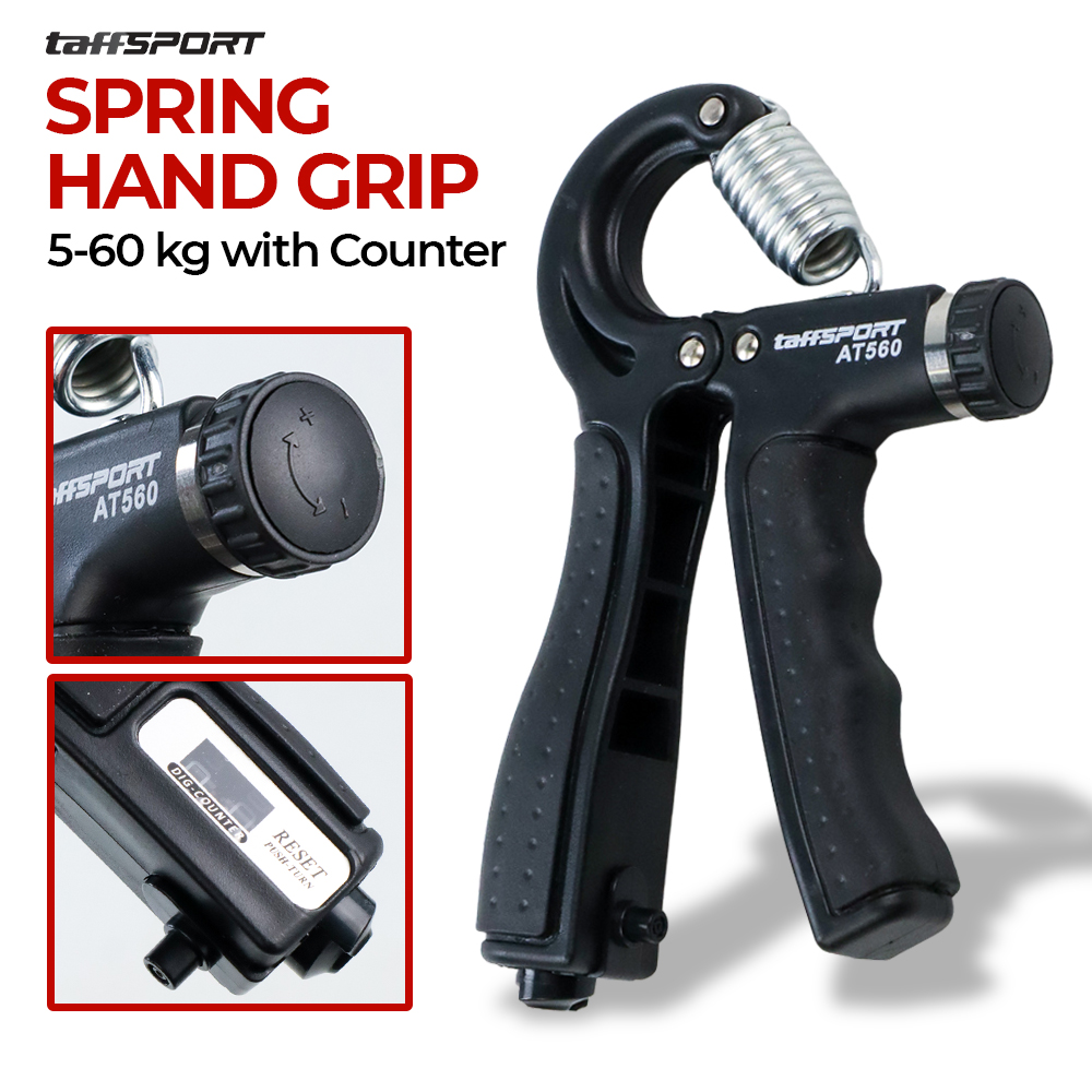 Spring Hand Grip Finger Power Exercise 5-60 kg with Counter Black
