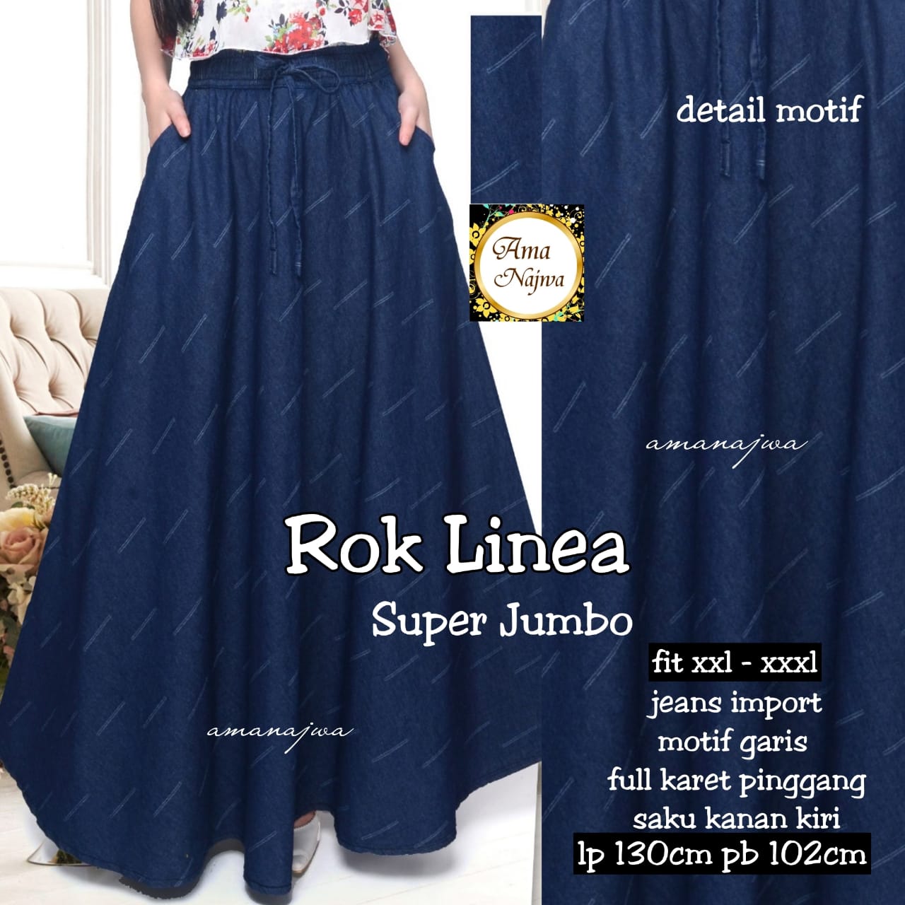 Rok levis jumbo (Rok Jeans Jumbo-Bawahan Span Bigsize-by omah