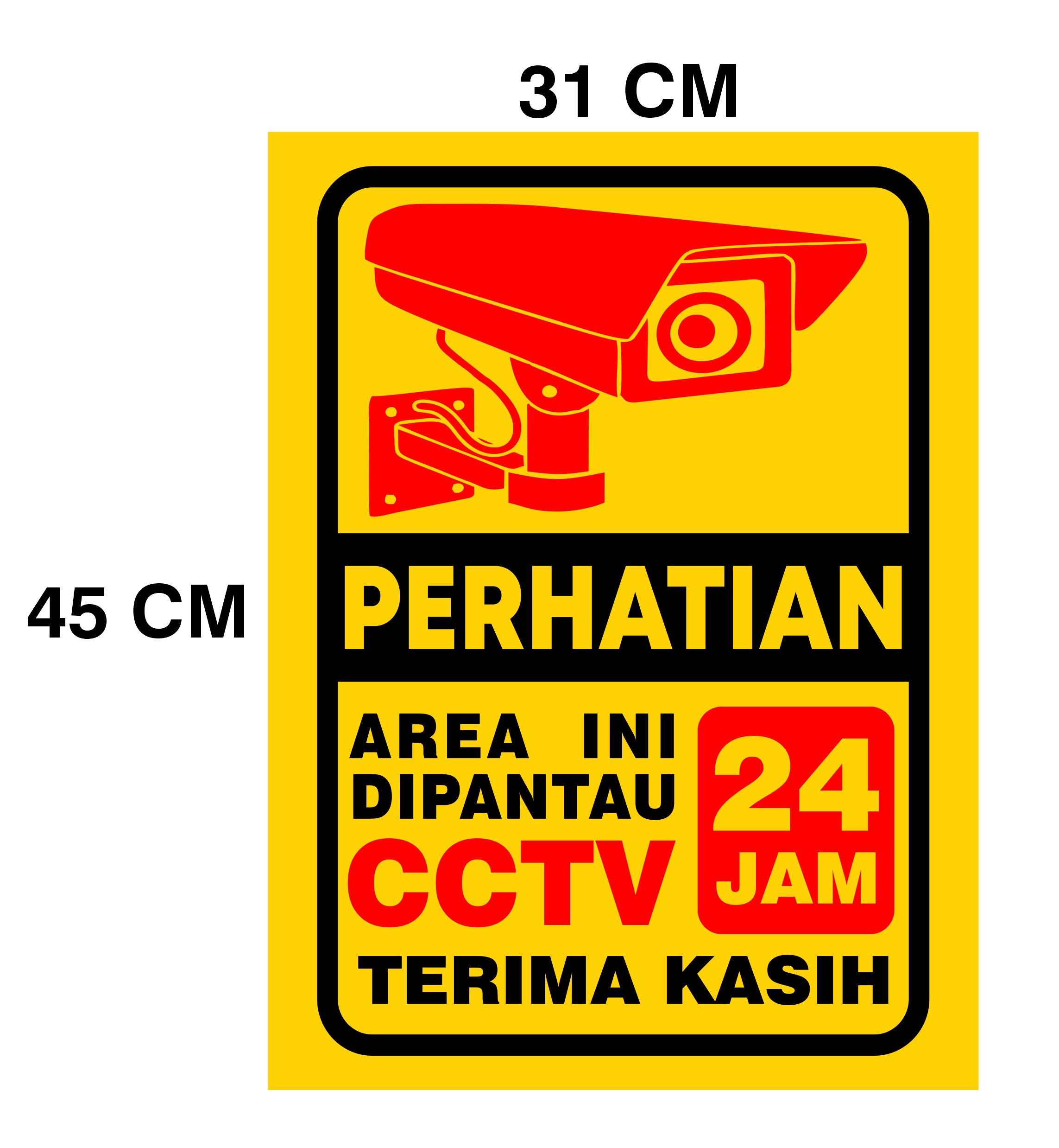 Sticker Stiker PERHATIAN AREA INI DIAWASI CCTV 24 JAM | Lazada Indonesia