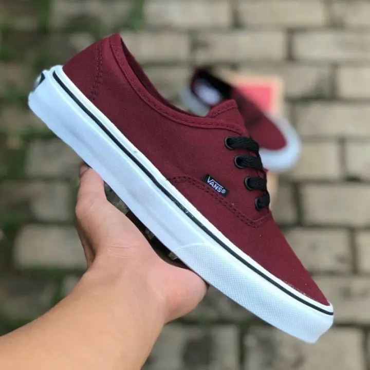 Cod Sepatu Vans Authentic Premium Maroon White Pria Wanita Sepatu Pria Vans Old Skool Unisex Sepatu