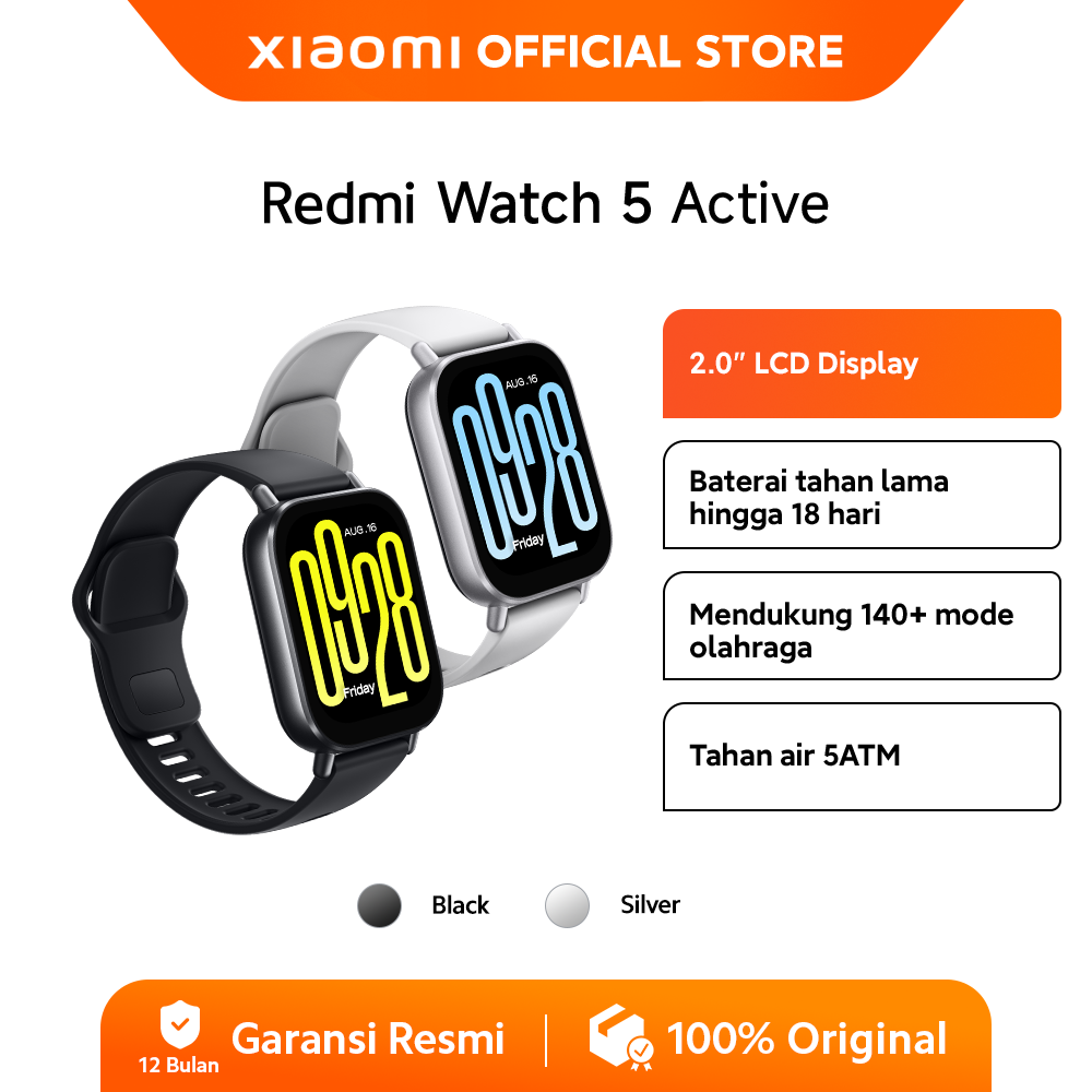 Xiaomi Redmi Watch 5 Active |  2.0" LCD Display | Mendukung 140+ mode olahraga | Tahan air 5ATM | Baterai tahan hingga 18 hari | Jam  tangan pintar [Official Store] - Gambar 2