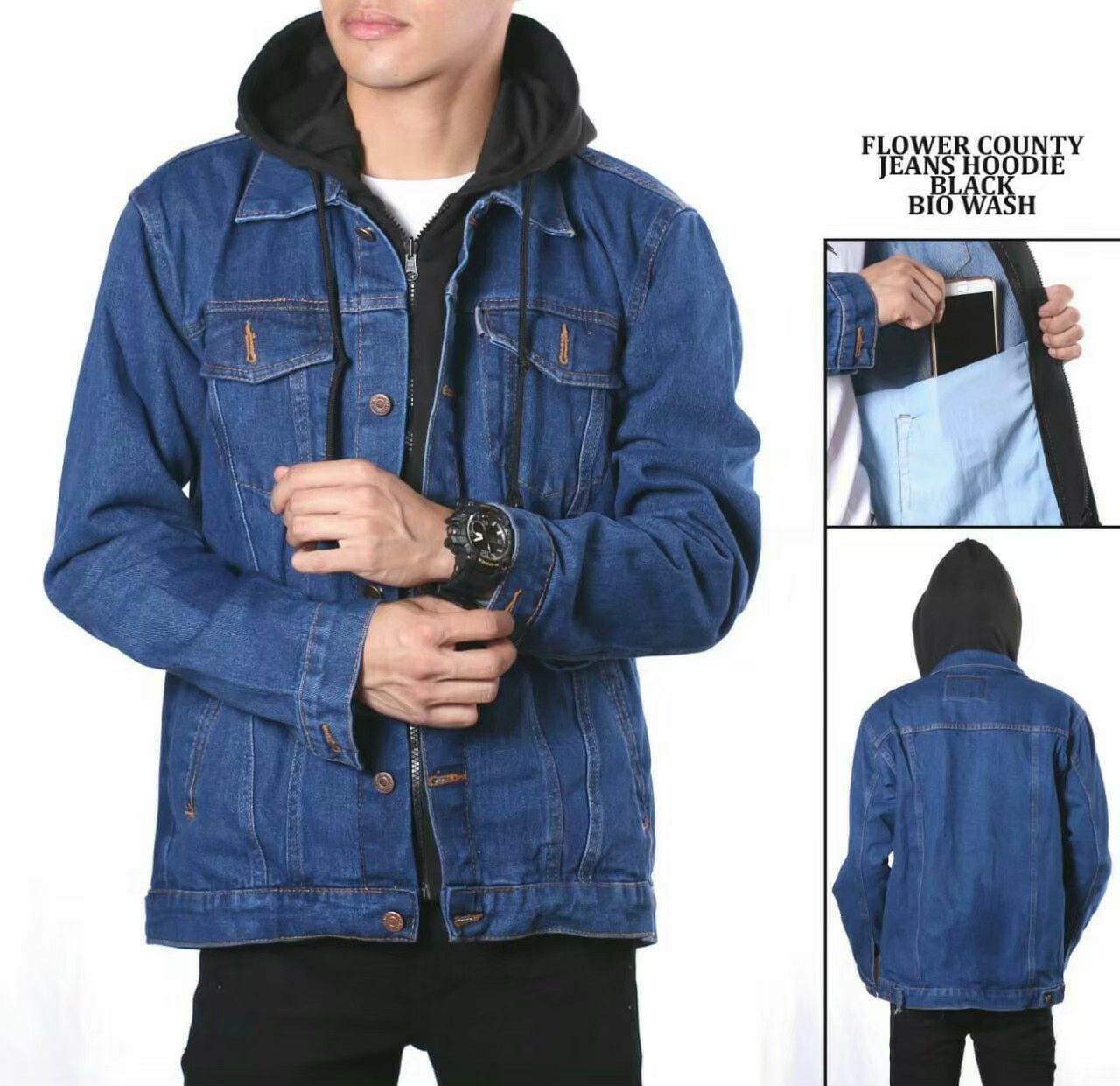 jaket jeans Ariel Hoodie Pria/jaket 
