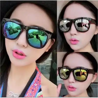 Kacamata Hitam Pria / Wanita Gaya Retro Warna Hitam UV400 Kacamata Pria Wanita Korean Sungla