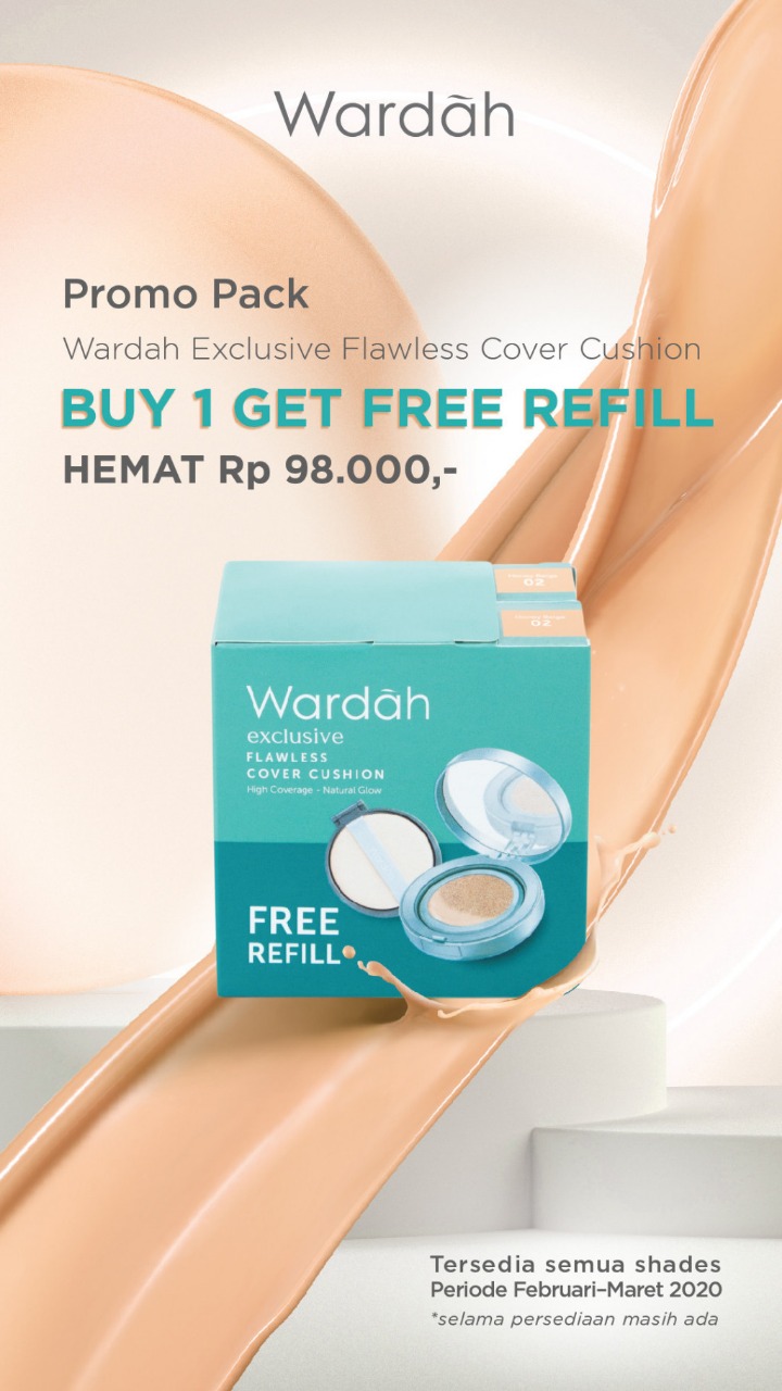 Wardah Exclusive Flawless Cover Cushion + FREE REFILL - 02 Honey Beige