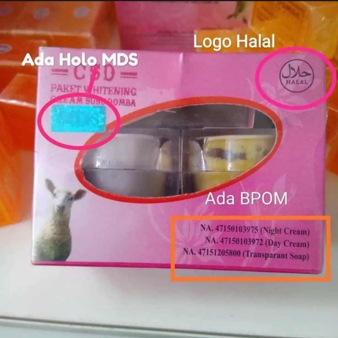 Cream & Sabun Pemutih Wajah dan Penghilang Jerawat SUSU DOMBA CSD BESAR HOLOGRAM MDS