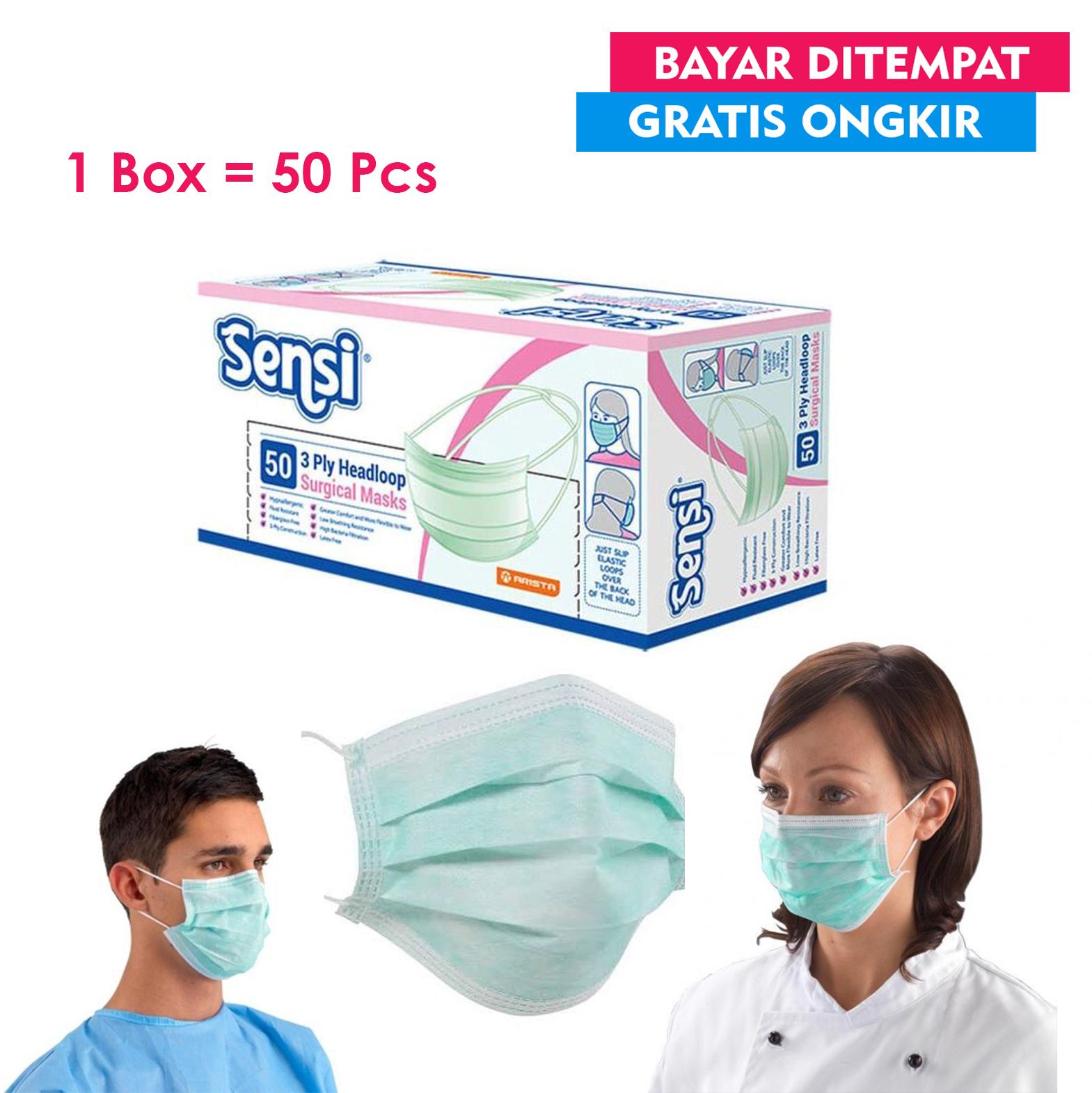 Masker Hijab isi 50 3 Ply Headloop Surgical Face Mask Masker Debu - Masker Hijab / Masker Jilbab / Masker Bedah / Masker Wajah / Masker Kesehatan - Xaiver