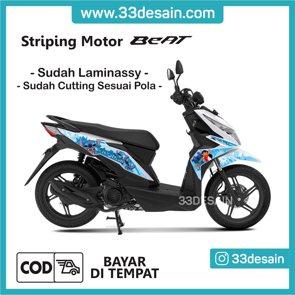 Aksesoris Stiker Motor Sticker Striping Motor Beat Esp Dan Beat Street 2016 2019 Stitch 33Desain Lazada Indonesia