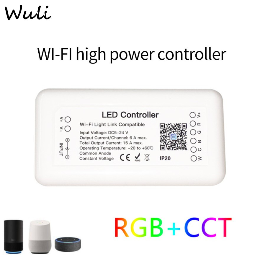 Wuli [Fast Delivery] Tuya wifi RGB+CCT LED Light Controller Control LED DC12-24V Controller Work