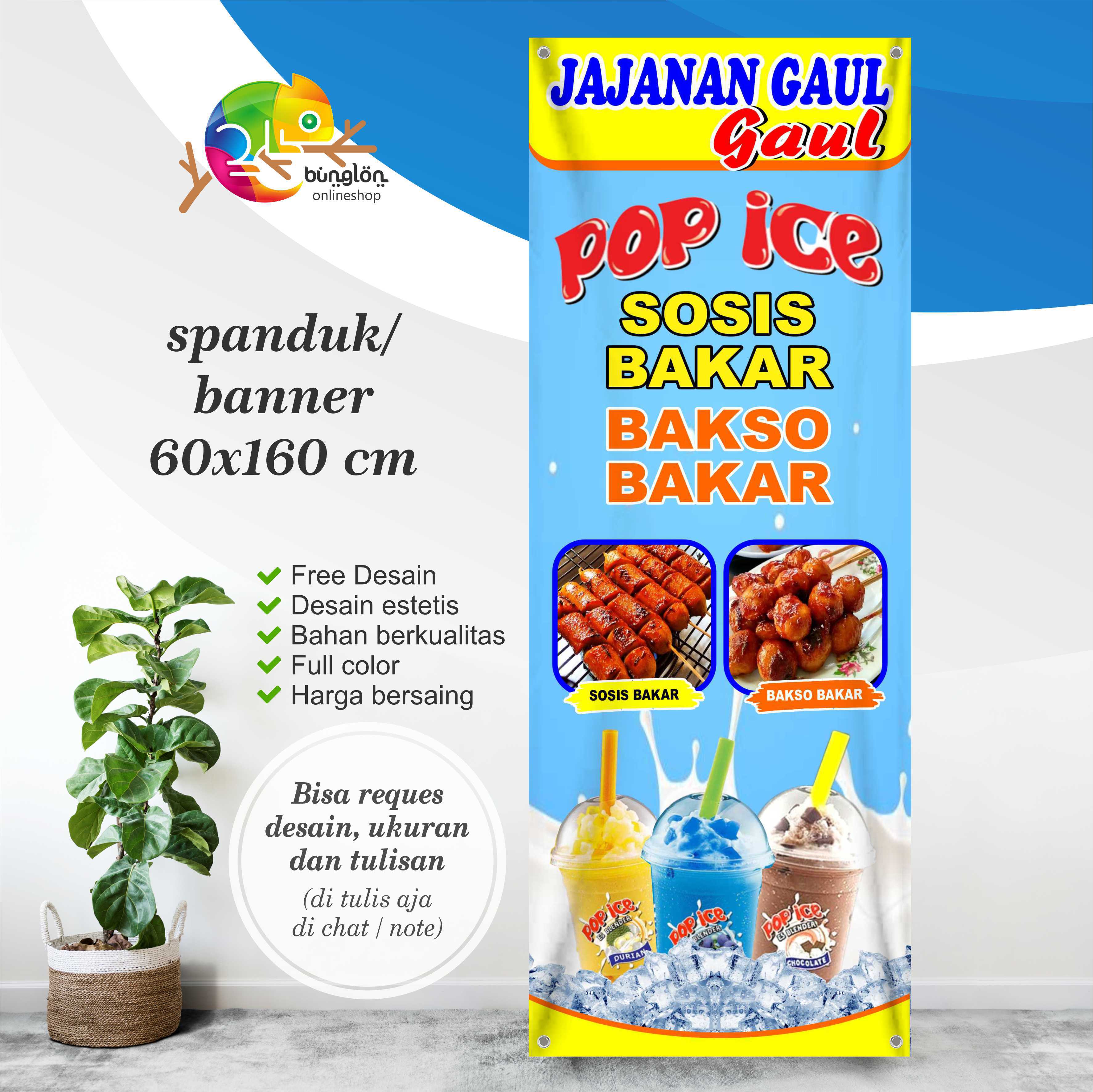 Size 60x160 Cm Spanduk, Banner Jajanan Gaul Lazada Indonesia