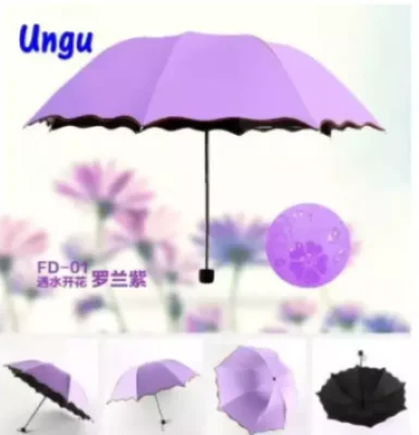 PROMO-Payung 3 Dimensi / Payung 3D / berubah motif saat hujan plus sarung payung [400gr]-INNER HITAM jakarta