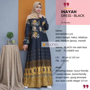 Inayah Maxi Dress Gamis Syari Bahan Maxmara Lux Baju Pesta Simple Mewah Wanita Muslim Cantik Busui Bumil Terbaru Kekinian Lazada Indonesia