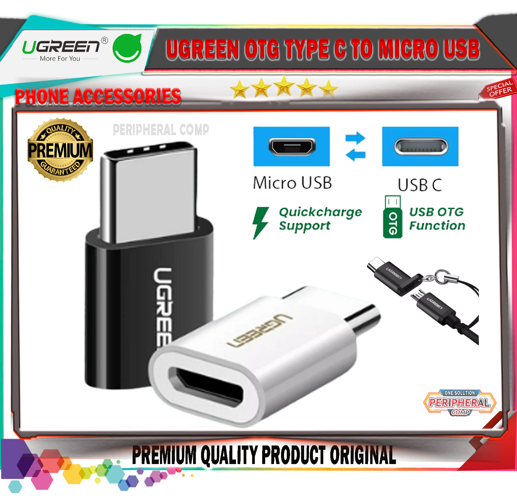 Ugreen Otg Type C To Micro Usb Cable Adapter Lazada Indonesia