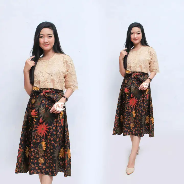 Dress Batik Original Batik Wanita Original Batik Modern Rok Batik Atasan Brokat