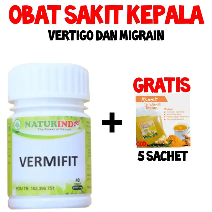 Vermifit Obat Sakit Kepala Paling Ampuh Migrain Obat Sakit Kepala Menahun Vertigo Sakit Kepala Leher Migren Sakit Kepala Sebelah Jamu Hebat Naturindo Lazada Indonesia