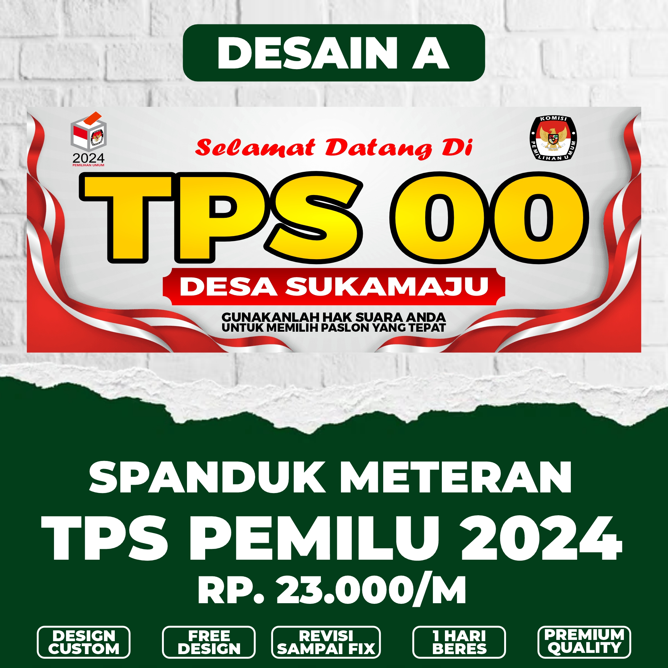 Spanduk TPS Pemilu 2024 / banner TPS pemilu 2024 / banner spanduk