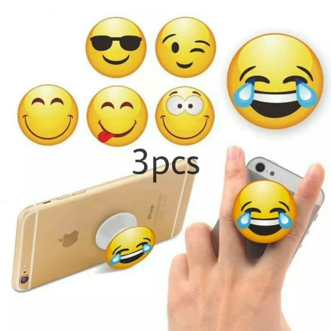 Isi 3pcs Popsocket Hp Emoji High Quality Pop Socket Pvc 3d Pop