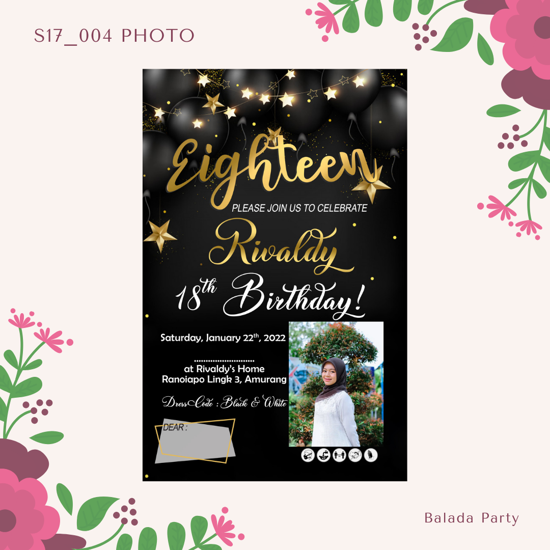 30 pcs Undangan Ulang Tahun Sweet Seventeen | Undangan Ulang Tahun Anak