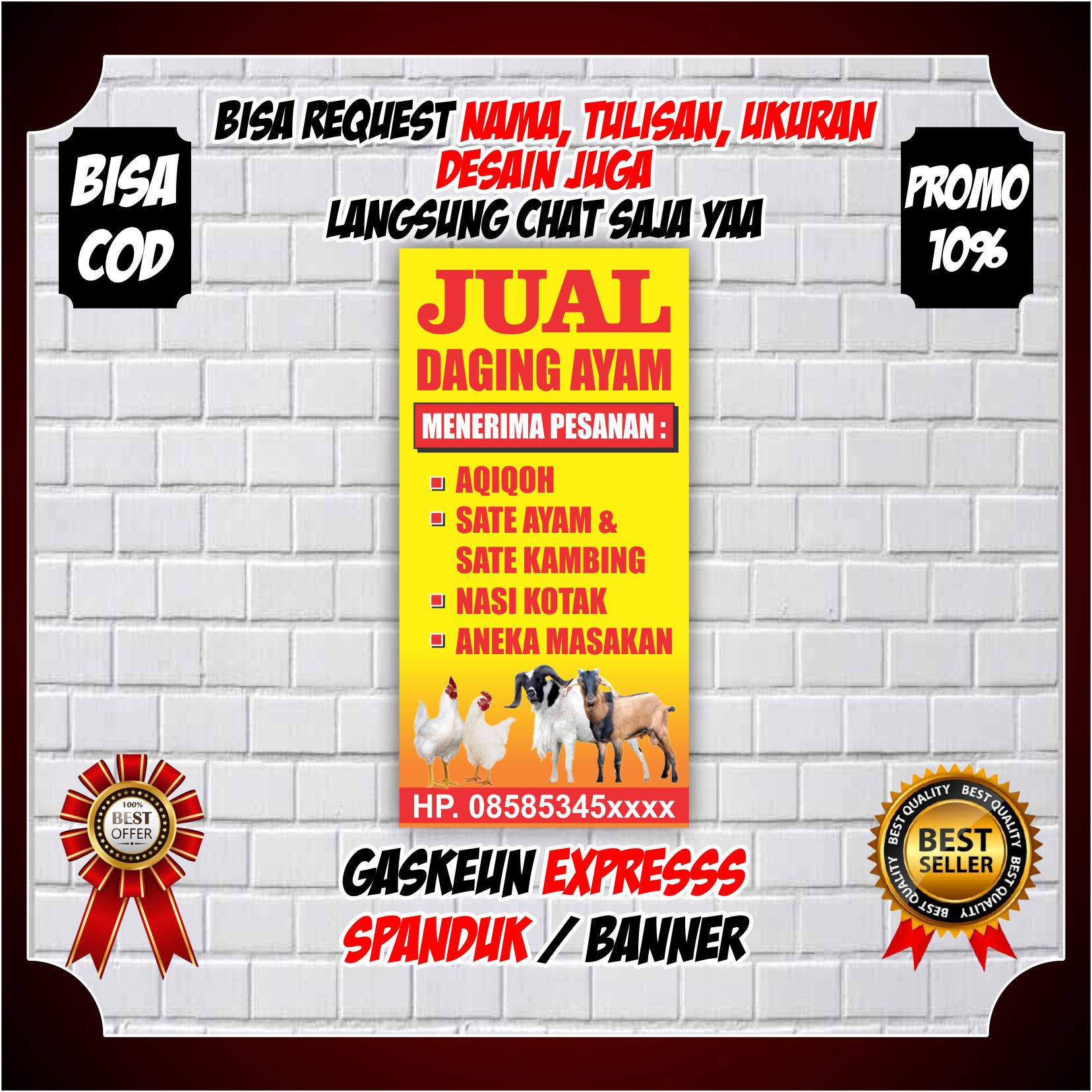 Spanduk Ayam Potong Banner Jualan Daging Ayam dan lain nya - Spanduk