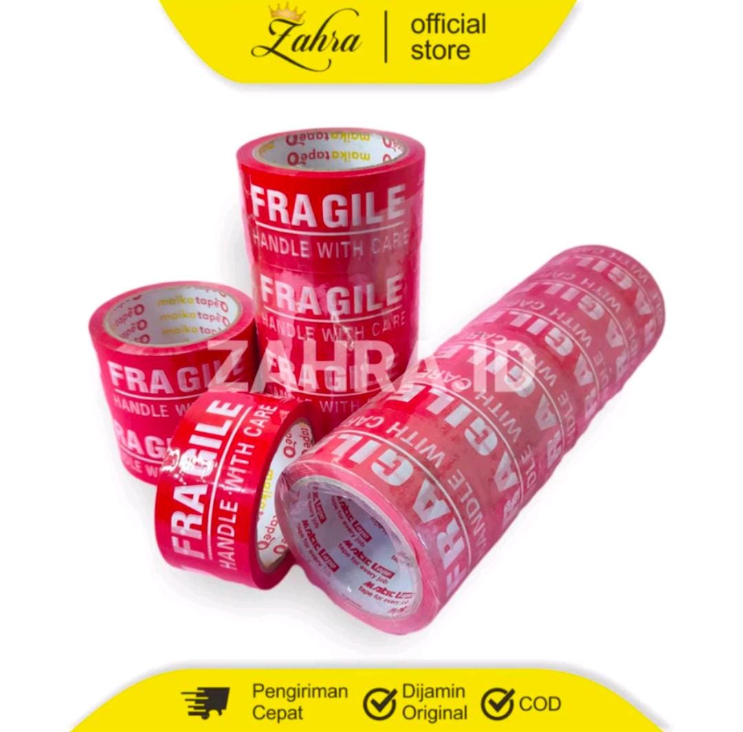 Lakban segel Fragile Isolasi Packing / Kemasan Warna merah Maika ...