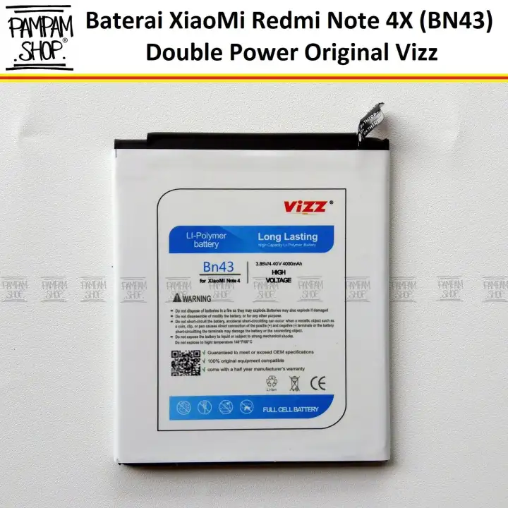 Baterai Vizz Double Power Original Xiaomi Redmi Note 4x Bn43 Batre Batrai Battery Ori 100 Note 4 Mediatek Lazada Indonesia